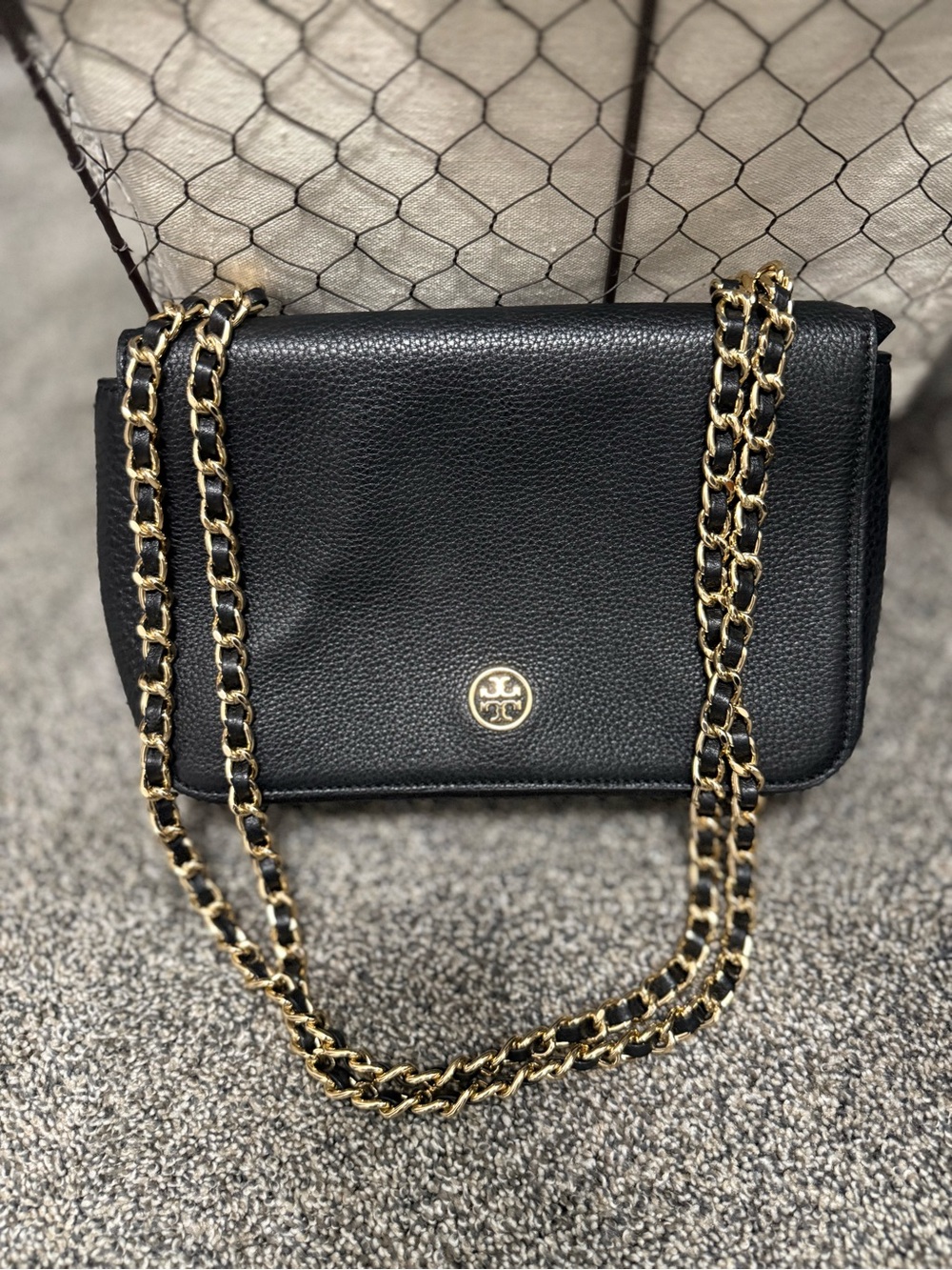 Tory Burch Black Leather Chain-Handle Crossbody Bag